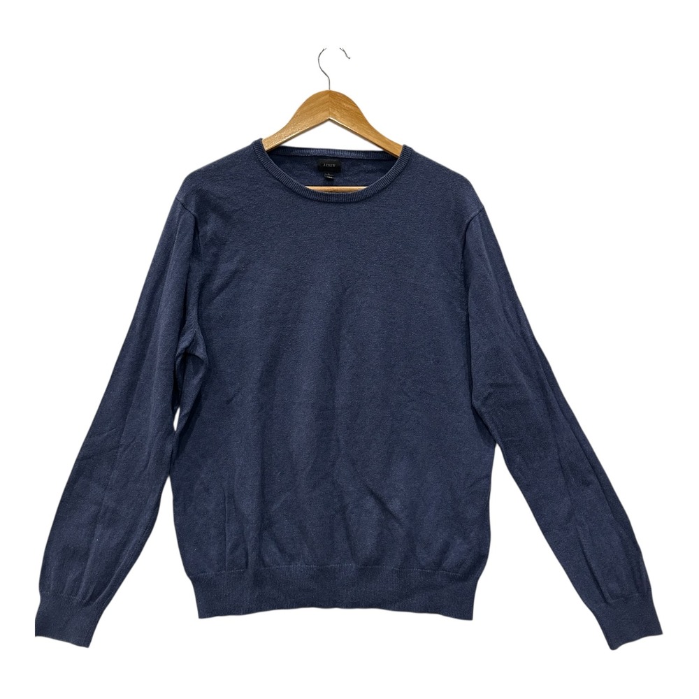 J.Crew Mens Large L Cotton Cashmere Crewneck Sweater Navy Blue